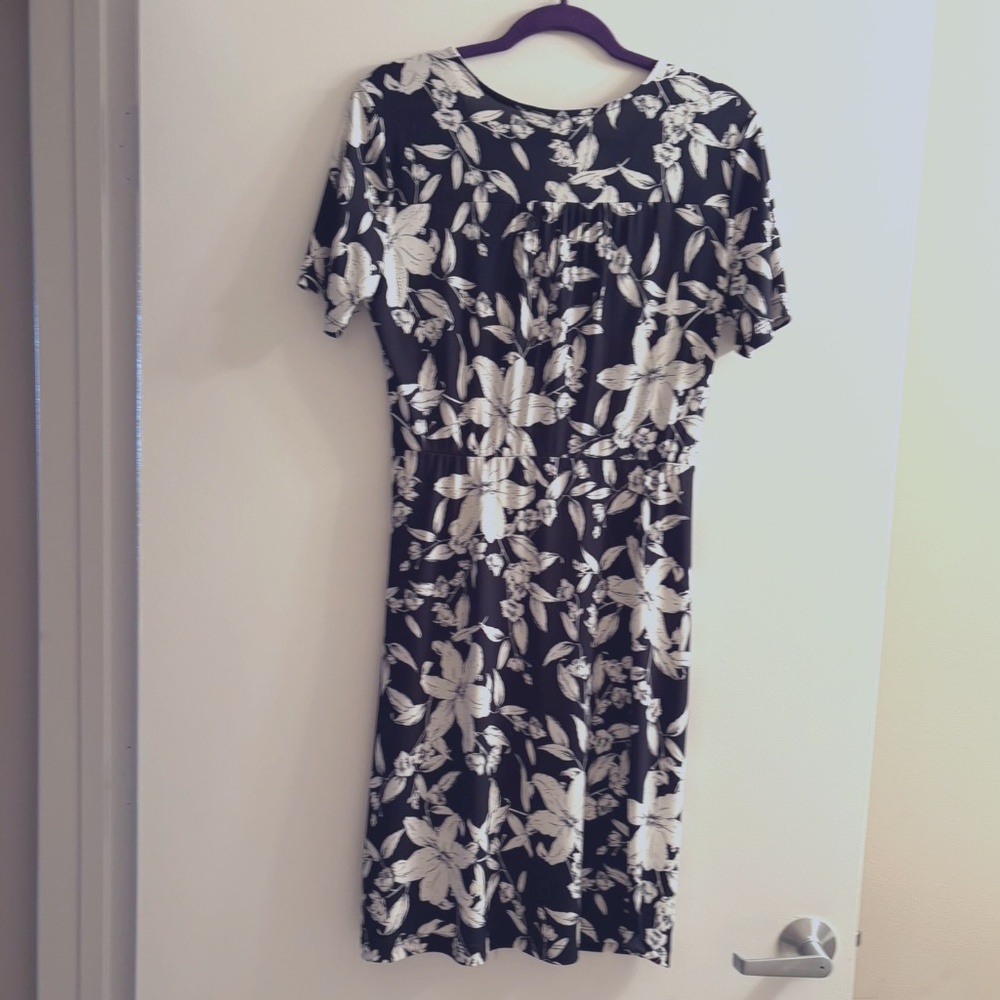 Classic Black &  White Faux Wrap Dress